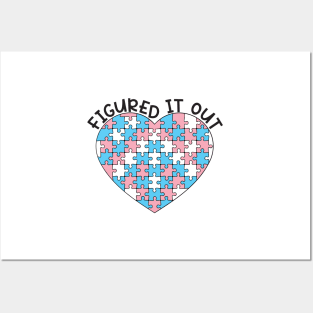 "Figured It Out" Trans Pride Puzzle Heart Posters and Art